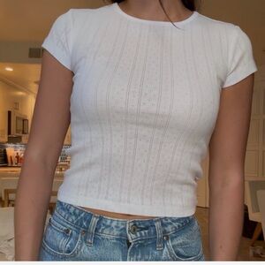 Zara pointenelle white t shirt baby tee
